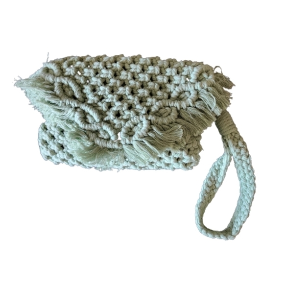 Hand-made macrame clutch & crossbody handbags color green - Picture 1 of 4